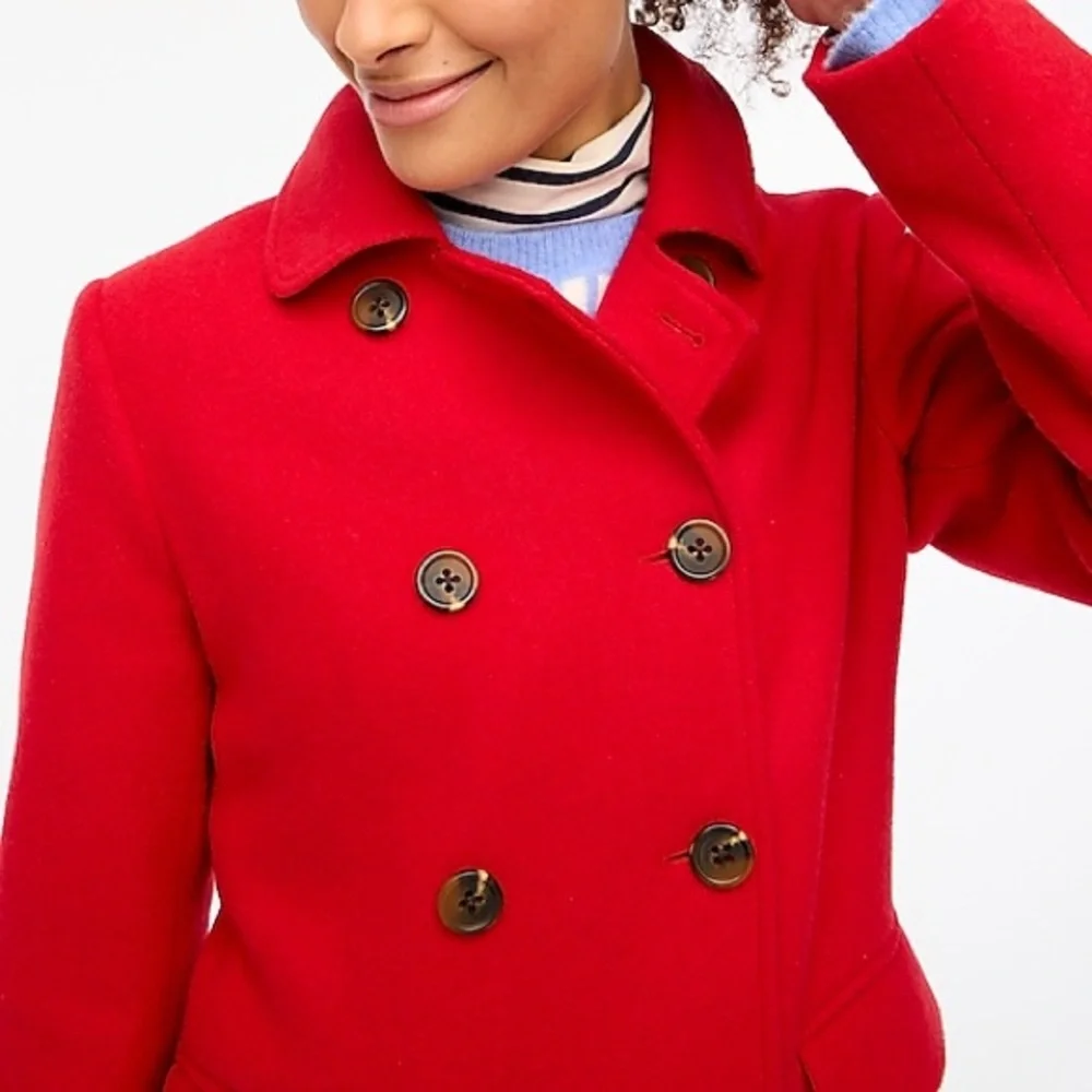 J. Crew Double-Breasted Red Wool Coat - Picture 2 of 12